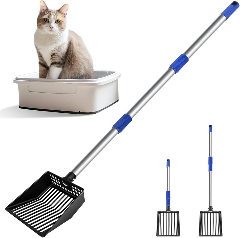 JAMIEWIN Extendable Metal Cat Litter Scoop, Long Handle Litter Sifting Shovel, 21"-39.5" No Bending Back Cat Scooper for Litter Box Heavy Duty Pet Poop Shovel Chicken Poop Scooper - Image 1